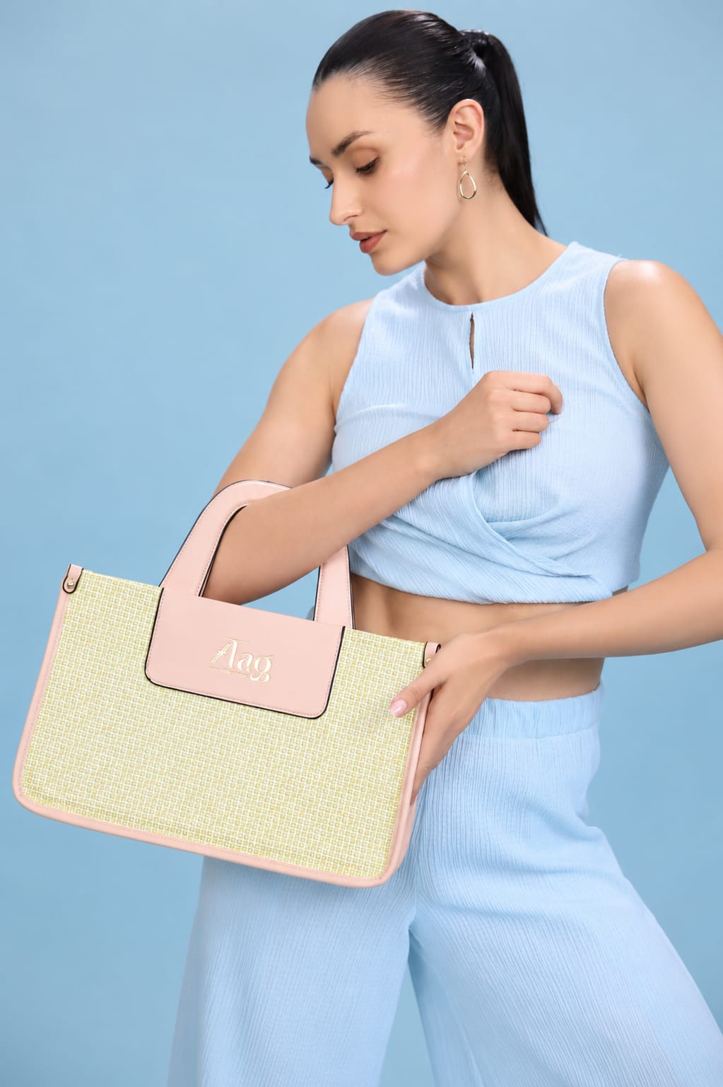 The City-Chic Mini Tote Bag Pastel Lime & Blush